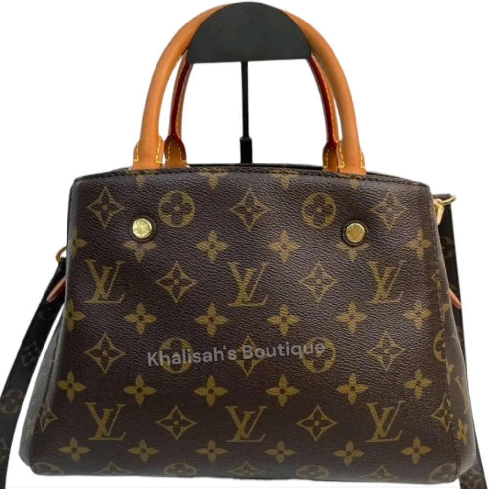 Like New! AUTHENTICATED Louis Vuitton Montaigne Top Hand Bag Brown Canvas LV - Picture 6 of 16